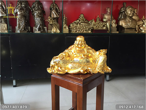 tượng phật di lặc dát vàng 30cm